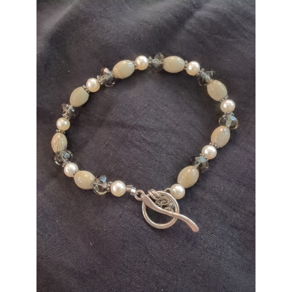 Vintage Beaded Bracelet With Faux Pearl‎ And Stone Beads